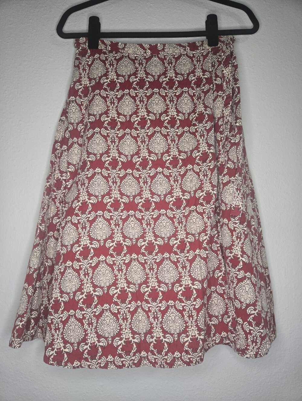 Printed Red and Cream A-Line Skirt